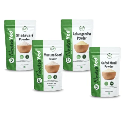 Ashwagandha Shatavari Safed Musli &amp; Kaunch Beej (Mucuna Pruriens) Powder  image 1